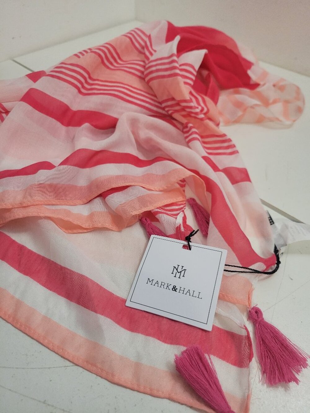 NWT Mark & Hall Pink Striped Summer Scarf/Shawl